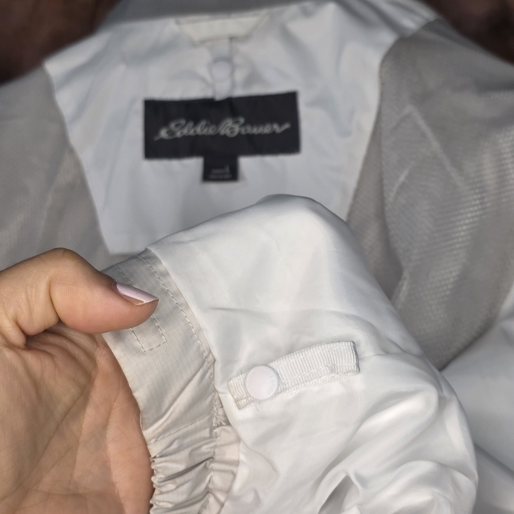 Eddie Bauer Weatheredge Jacket Water Resistant Lined Shell Cream White Taupe L - Picture 11 of 16